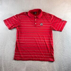 Nike Golf Pebble Beach Golf Links 1919 Polo Shirt Mens Large Red Striped Cotton